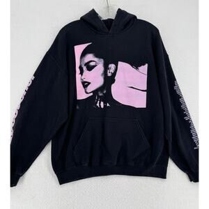 Ariana Grande Sweetener World Tour Black Pink Graphic Hoodie Sweatshirt Sz L